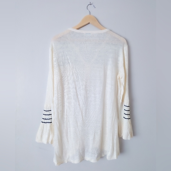 Sundance Flowy Cream And Black Striped Tunic Top - Picture 3 of 3